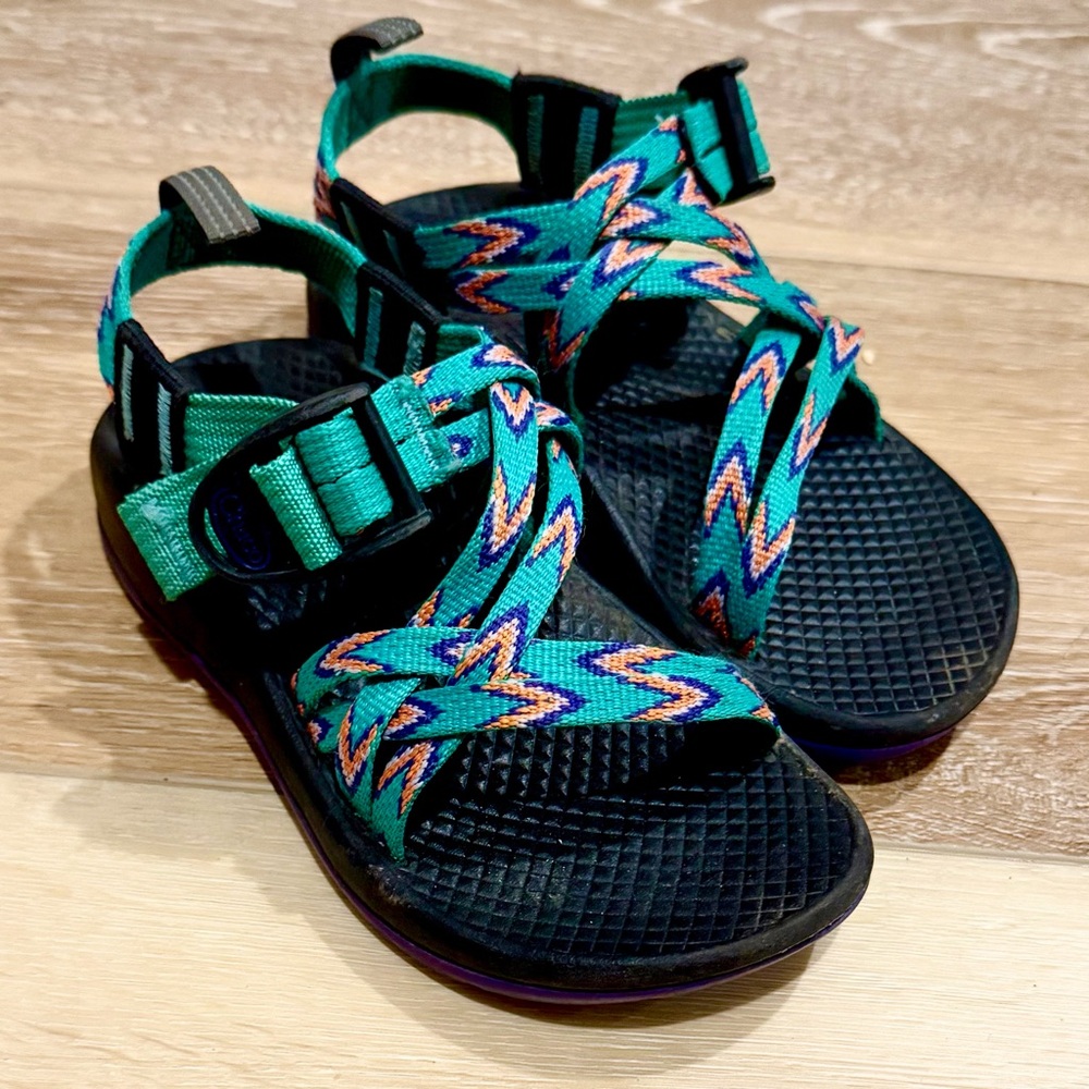 Chacos Green and Pink Girls Sandals size 11
